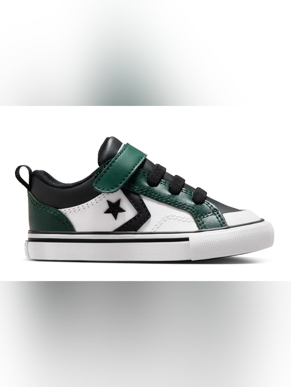 Converse Kids Leather Sneaker in Green, White & Black